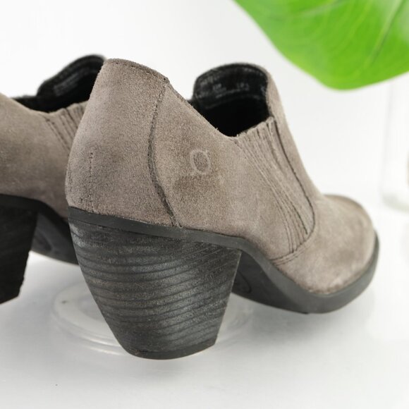 Born Womens Fredrika Boots Size 8.5 Gray Distressed Suede Bootie Mid Block Heel - Picture 3 of 12